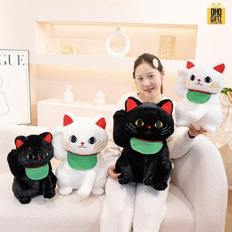 ตุ๊กตาแมวกวัก สกรีนโลโก้ ทำเป็นของพรีเมี่ยมได้ 