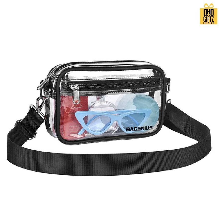 กระเป๋าสะพาย PVC ใส สกรีนโลโก้ ทำเป็นของพรีเมี่ยมได้