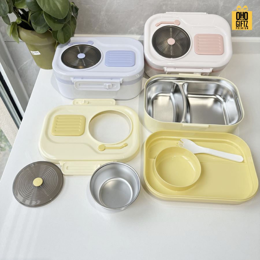 กล่องข้าวทรงวิทยุ สกรีนโลโก้ ทำเป็นของพรีเมี่ยมได้