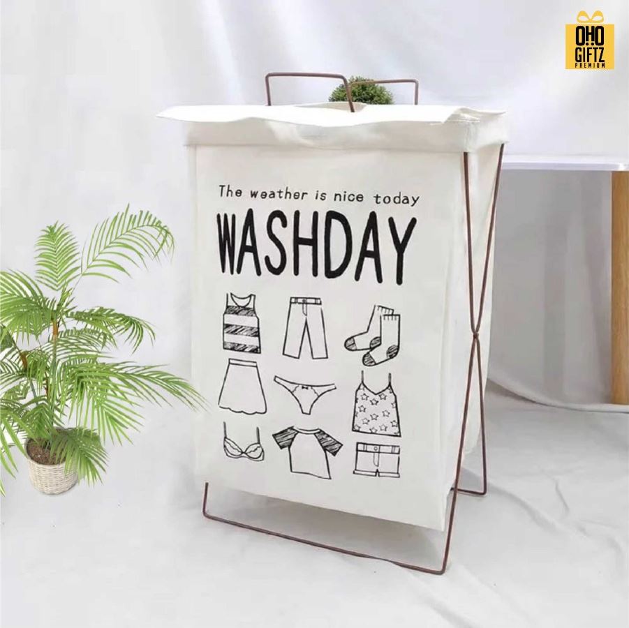 ตะกร้าผ้าพับได้ สกรีนโลโก้ ทำเป็นของพรีเมี่ยมได้