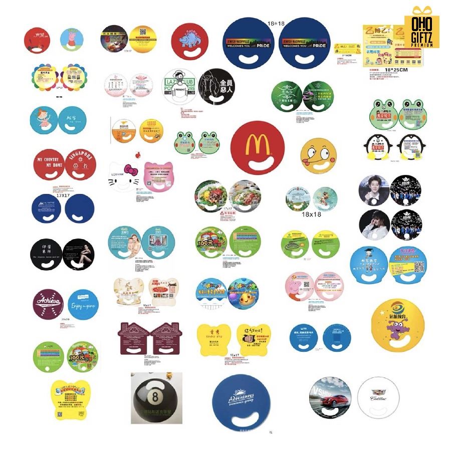 พัดพลาสติก PP มีที่จับในตัว สกรีนไม่จำกัดสี ทำเป็นสินค้าพรีเมี่ยม ของชำร่วย ของที่ระลึกได้