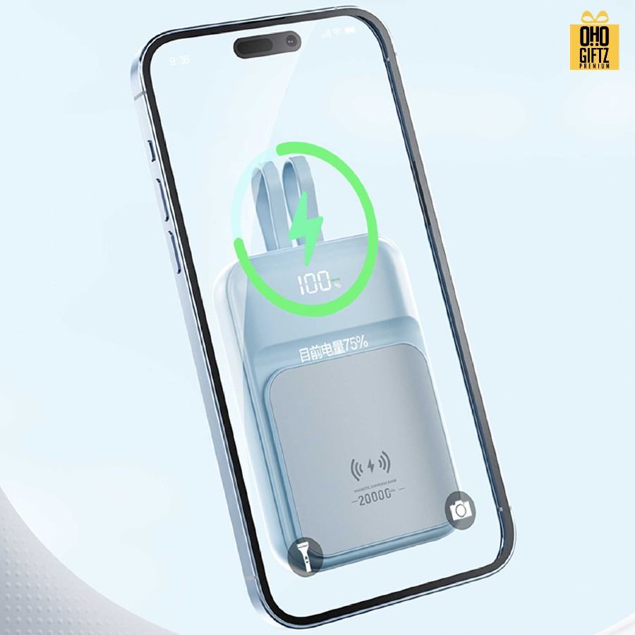 Powerbank แม่เหล็ก สกรีนชื่อ,โลโก้ ทำเป็นของพรีเมี่ยมได้