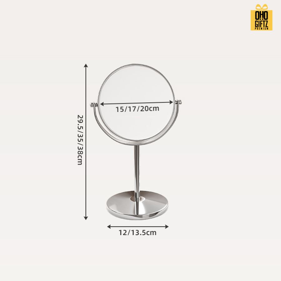 กระจกกลมส่องหน้าตั้งโต๊ะขนาดใหญ่ 2in1 สกรีนโลโก้  ทำเป็นของพรีเมี่ยมได้