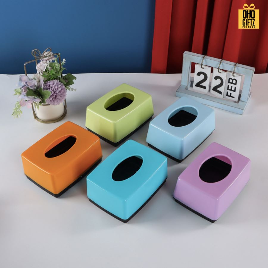 กล่องใส่ทิชชู่พลาสติกสีสวย สกรีนโลโก้  ทำเป็นของพรีเมี่ยมได้