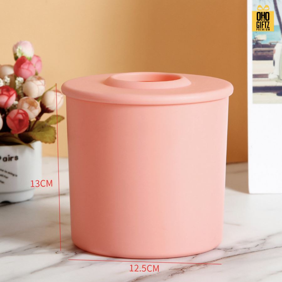 กล่องใส่ทิชชู่ทรงกลม สกรีนโลโก้  ทำเป็นของพรีเมี่ยมได้