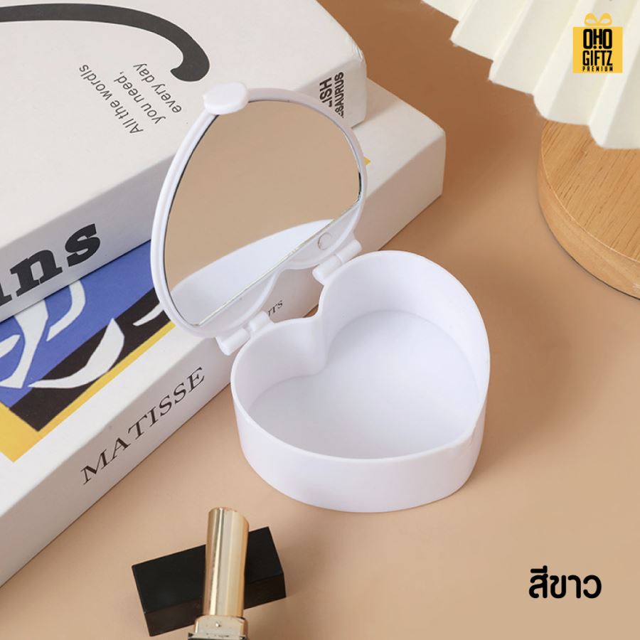 กล่องเก็บของหัวใจพร้อมกระจก สกรีนชื่อ สกรีนโลโก้ ทำเป็นของพรีเมี่ยมได้