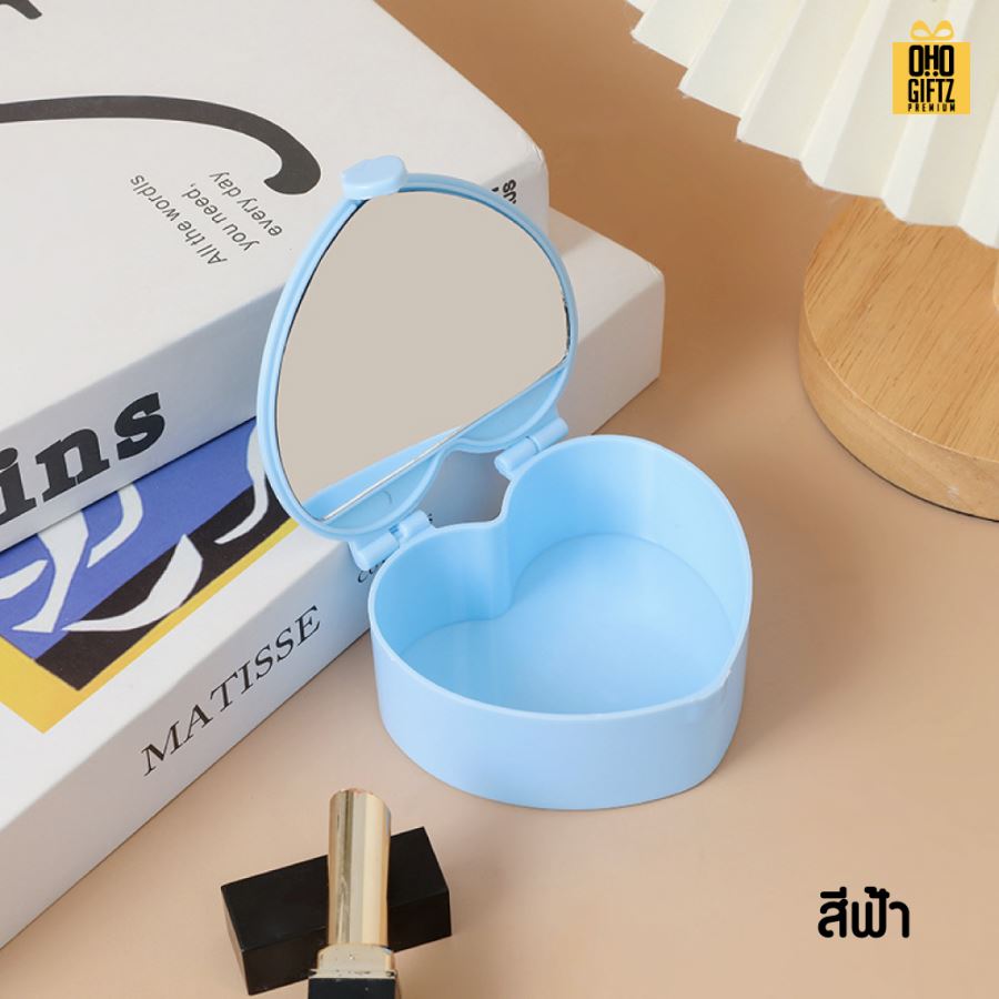 กล่องเก็บของหัวใจพร้อมกระจก สกรีนชื่อ สกรีนโลโก้ ทำเป็นของพรีเมี่ยมได้