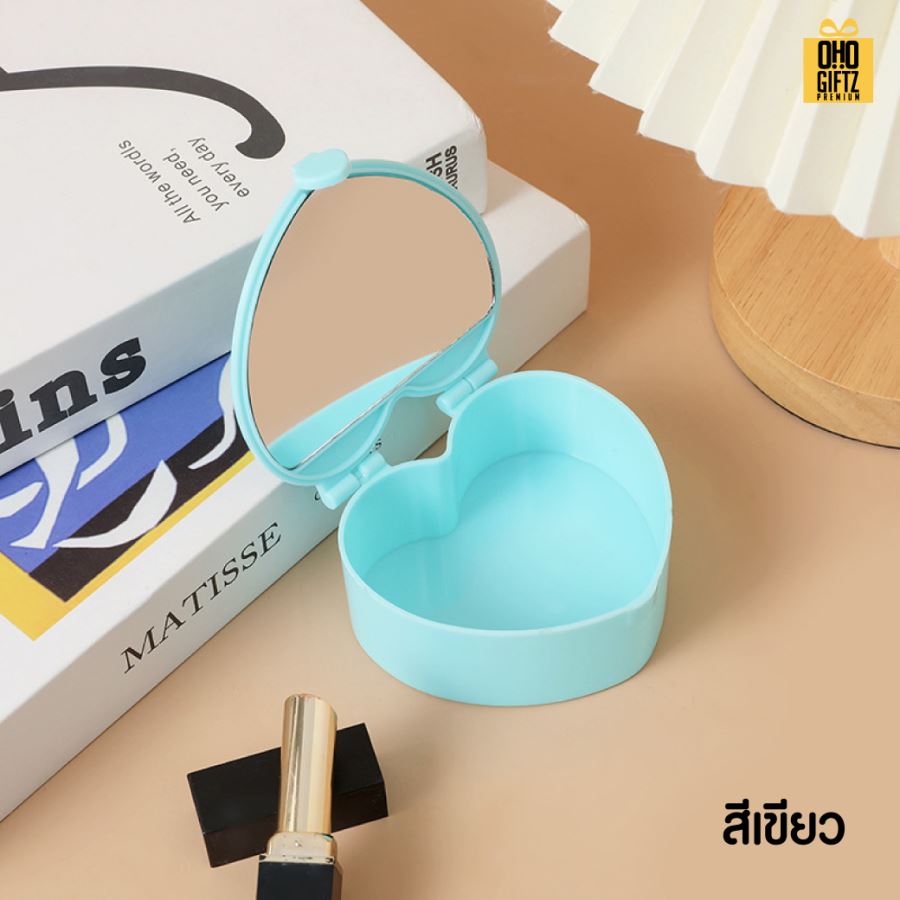 กล่องเก็บของหัวใจพร้อมกระจก สกรีนชื่อ สกรีนโลโก้ ทำเป็นของพรีเมี่ยมได้