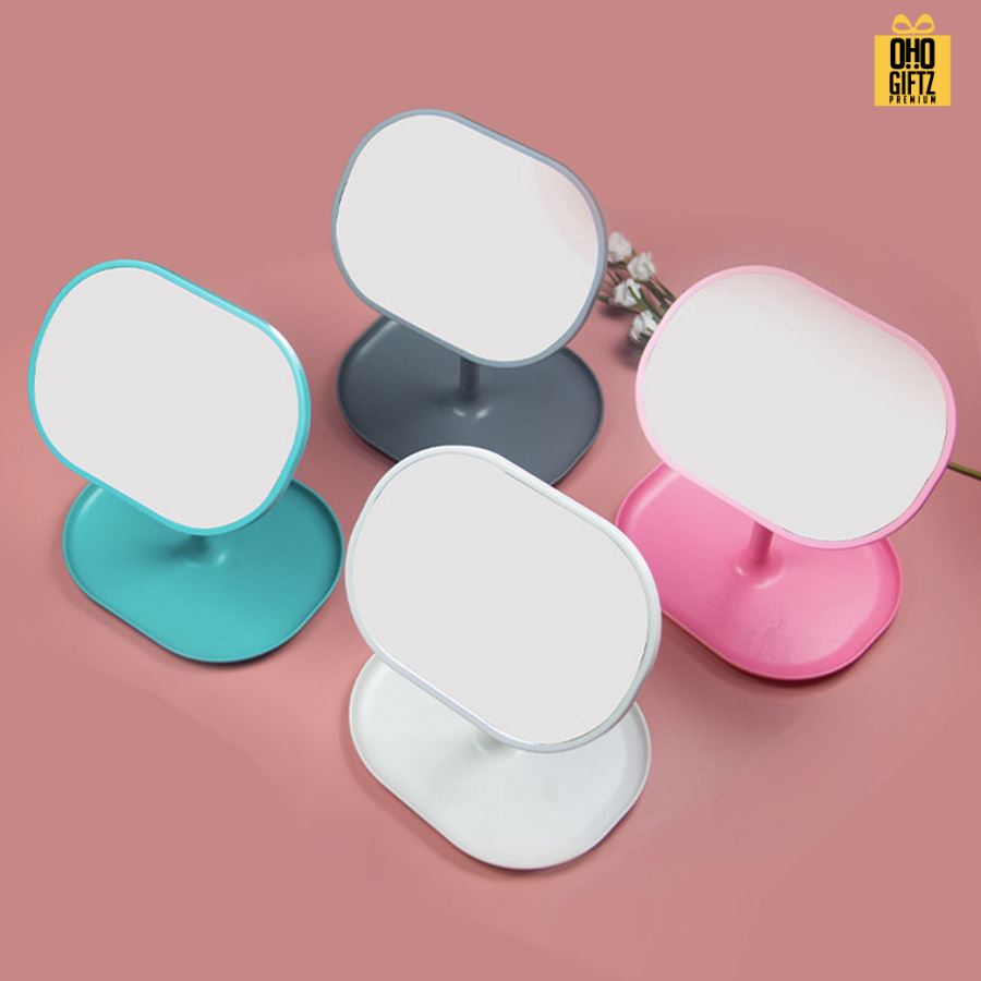 กระจกแต่งหน้าตั้งโต๊ะ ปรับเอียงได้ สกรีนโลโก้  ทำเป็นของพรีเมี่ยมได้