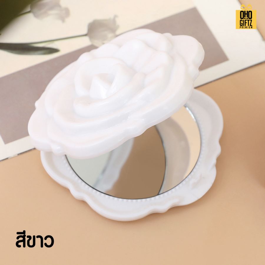 กระจกทรงกุหลาบ สกรีนชื่อ สกรีนโลโก้  ทำเป็นของพรีเมี่ยมได้