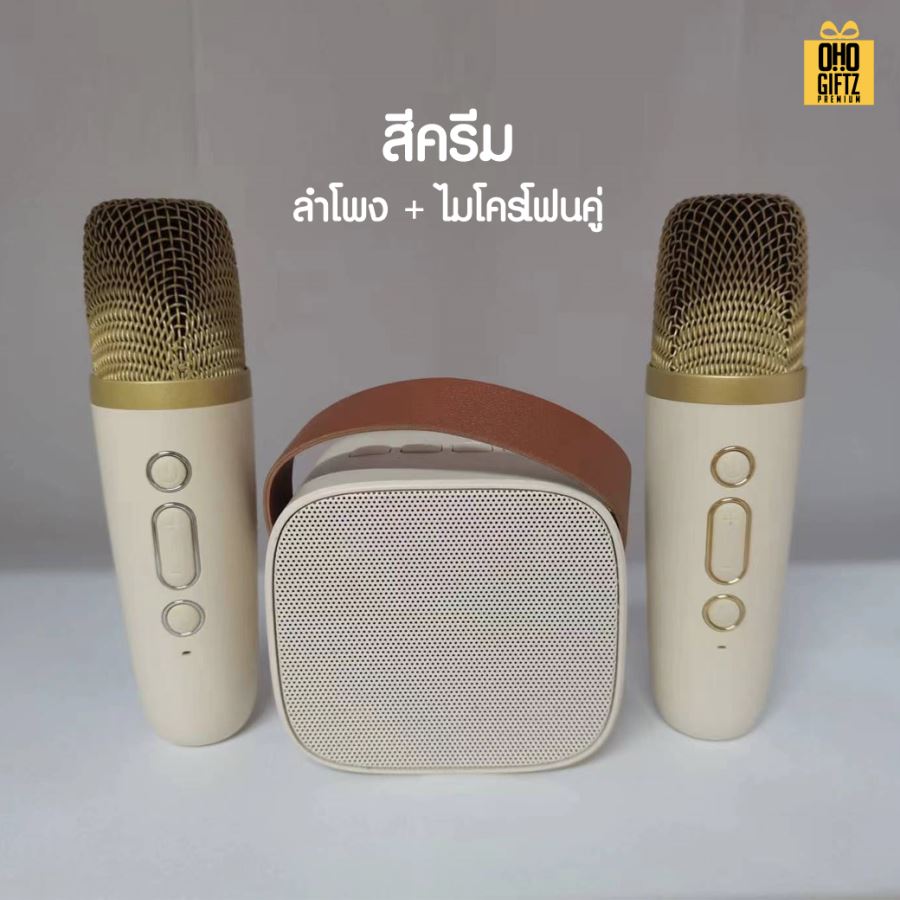 ลำโพง bluetooth พร้อมไมค์  Karaoke สกรีนโลโก้ สกรีนชื่อร้านทำเป็นของพรีเมี่ยมได้ 