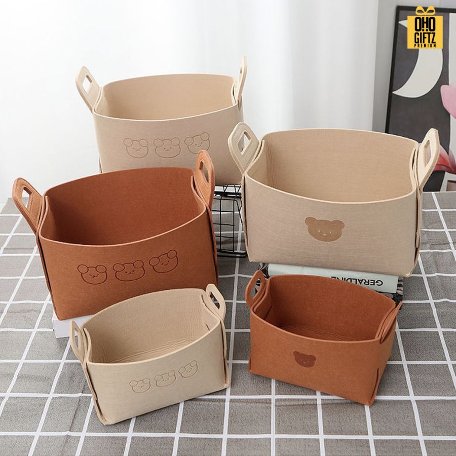 ตะกร้าผ้าสักหลาด น่ารัก สกรีนโลโก้  ทำเป็นของพรีเมี่ยมได้