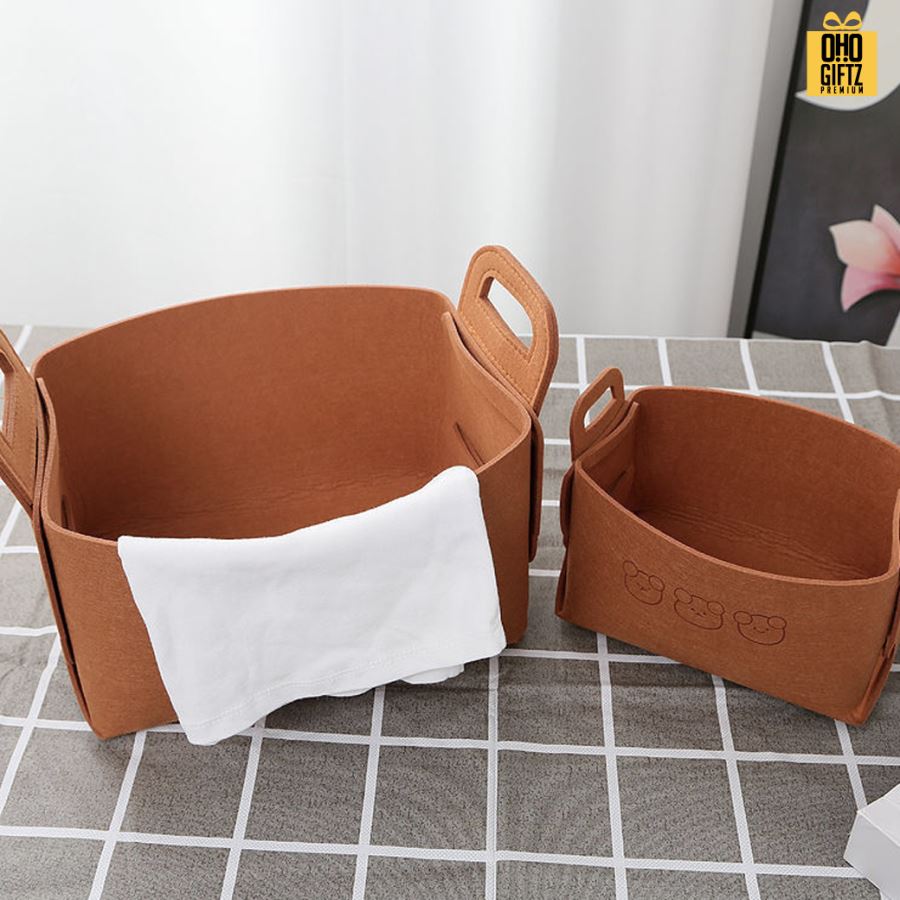 ตะกร้าผ้าสักหลาด น่ารัก สกรีนโลโก้  ทำเป็นของพรีเมี่ยมได้
