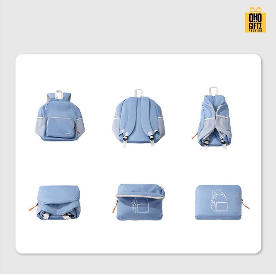 กระเป๋าเป้พับได้ สกรีนโลโก้ ทำเป็นของพรีเมี่ยม ของที่ระลึกได้