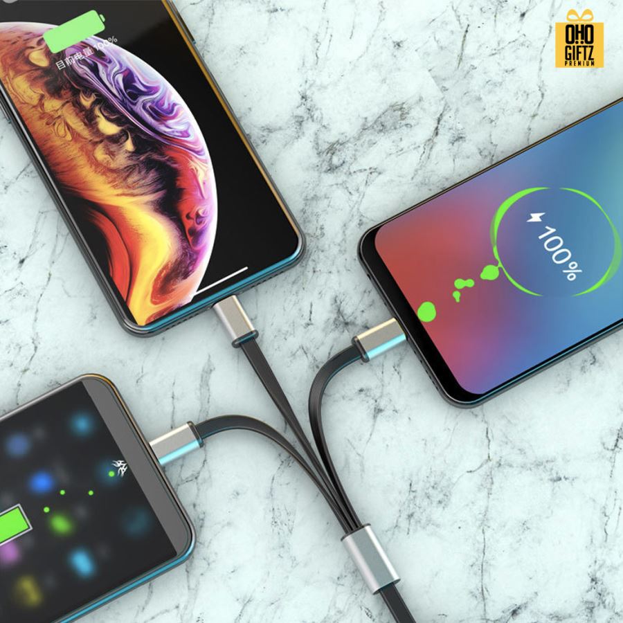 สายชาร์จ usb 3in1 สกรีนชื่อ,โลโก้ ทำเป็นของพรีเมี่ยมได้