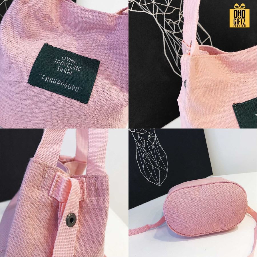 กระเป๋าถือสะพายข้าง ใบเล็กน่ารัก สกรีนโลโก้ ทำเป็นของพรีเมี่ยมได้