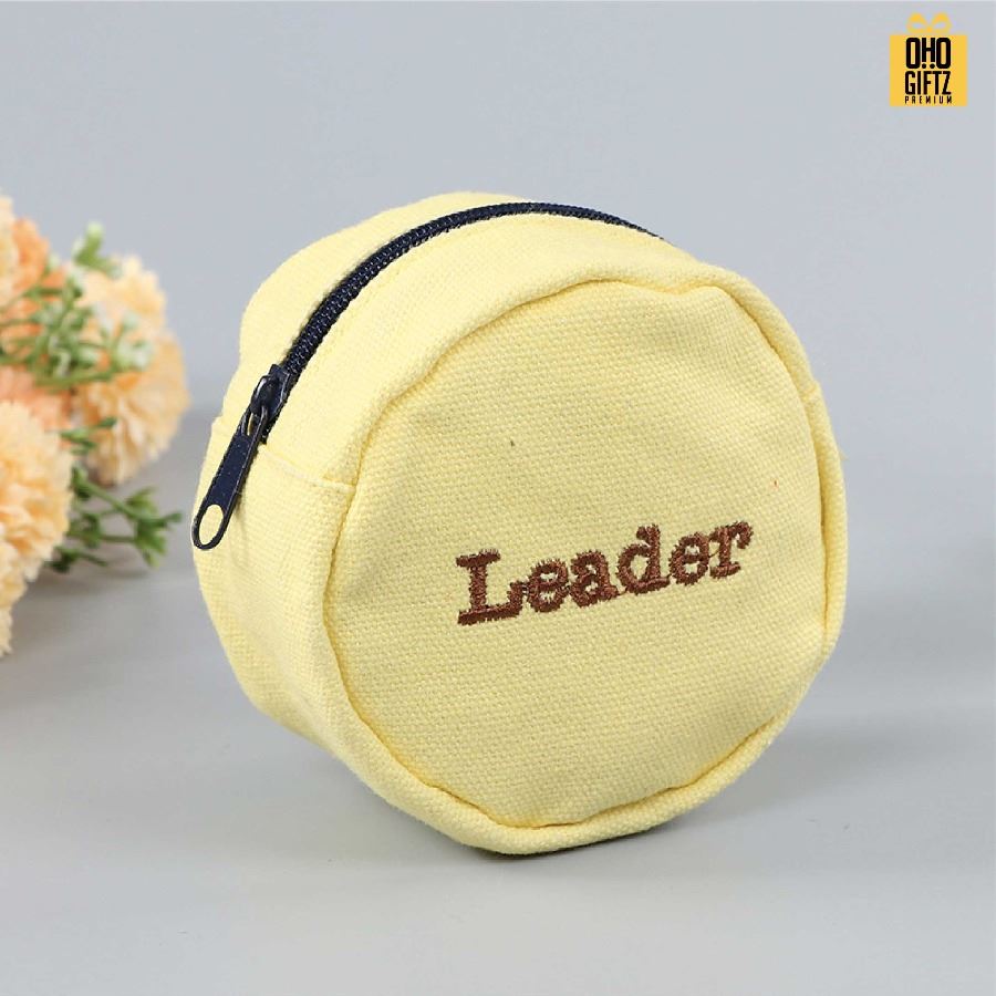 กระเป๋าใส่เหรียญทรงกลม พิมพ์ไม่จำกัดสี สกรีนโลโก้ ทำเป็นของพรีเมี่ยมได้