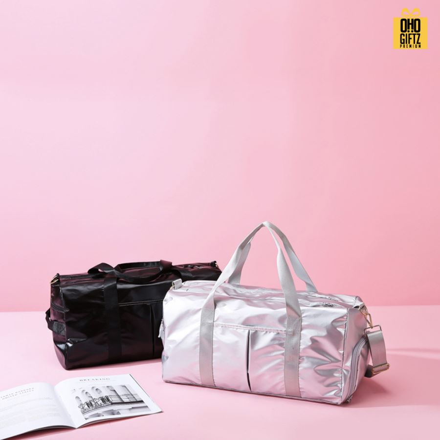 กระเป๋าฟิตเนสประกายมุก สกรีนโลโก้ ทำเป็นของพรีเมี่ยมได้