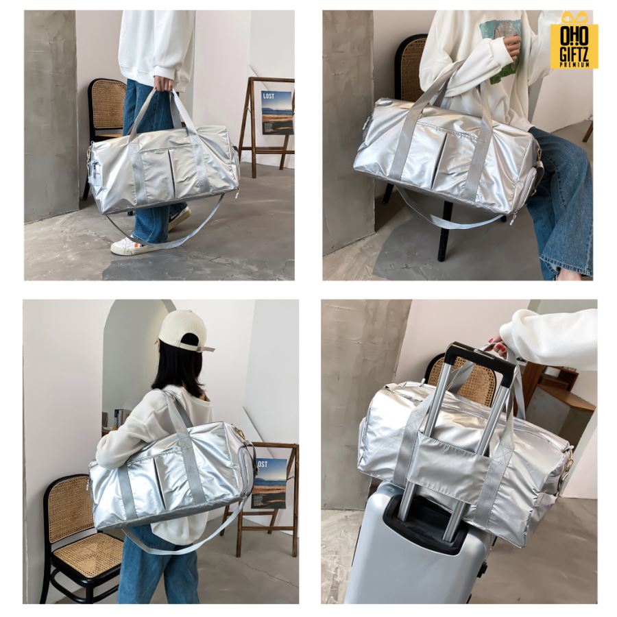 กระเป๋าฟิตเนสประกายมุก สกรีนโลโก้ ทำเป็นของพรีเมี่ยมได้