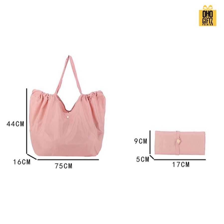 กระเป๋าผ้าช็อปปิ้งพับเก็บได้ ใบใหญ่มาก สกรีนโลโก้ ทำเป็นของพรีเมี่ยม ของที่ระลึกได้