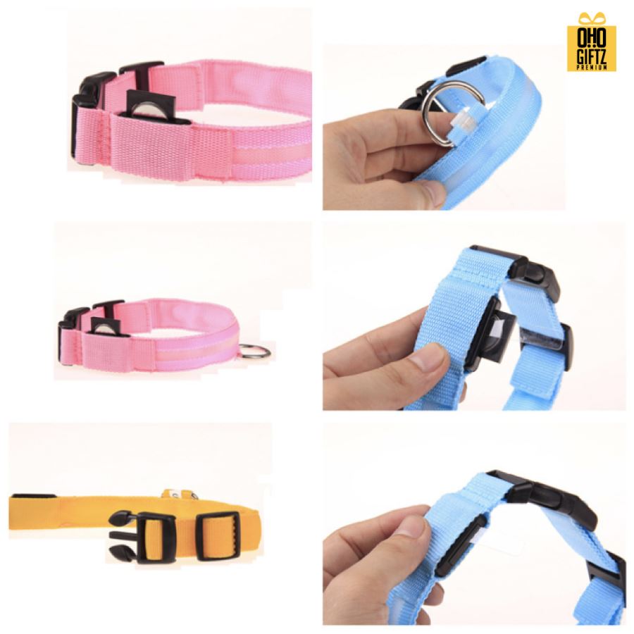 ปลอกคอสัตว์เลี้ยง มีไฟ LED ชาร์จไฟได้ สกรีนโลโก้ ทำเป็นของพรีเมี่ยม