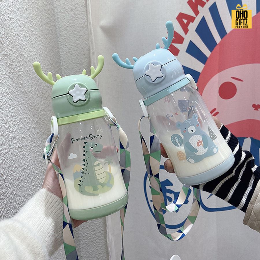 กระติกน้ำเด็กหูกวาง สกรีนชื่อ สกรีนโลโก้ ทำเป็นของพรีเมี่ยมได้ 