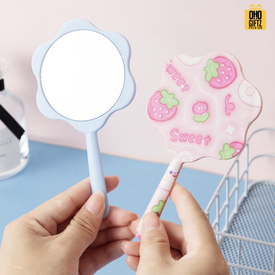  กระจกดอกไม้ สกรีนได้ไม่จำกัดสี สกรีนชื่อ สกรีนโลโก้  ทำเป็นของพรีเมี่ยมได้