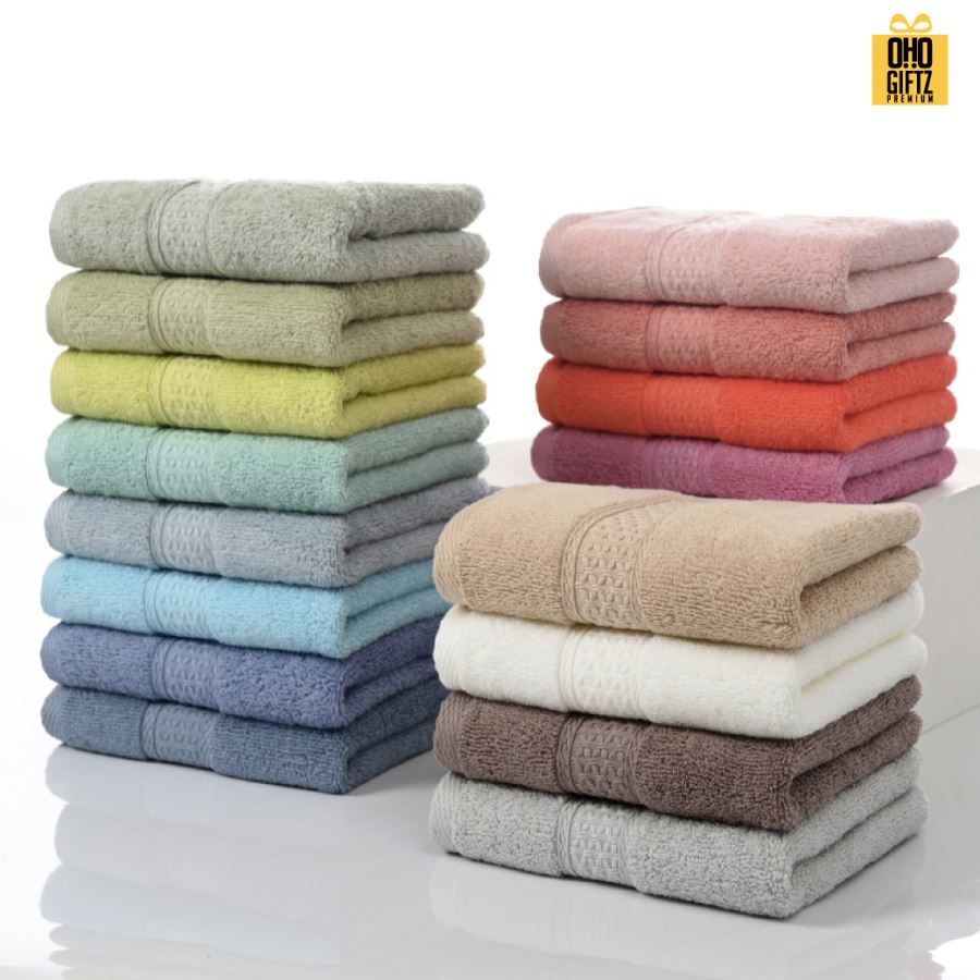 ผ้าขนหนูผ้าคอตต้อน ปักโลโก้หรือติดลาเบลโลโก้ ติดลาเบล ทำเป็นของพรีเมี่ยมได้