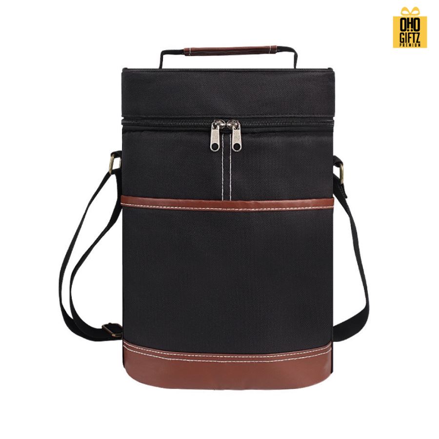 กระเป๋าใส่ขวดไวน์คู่ สกรีนโลโก้ ทำของพรีเมี่ยมได้