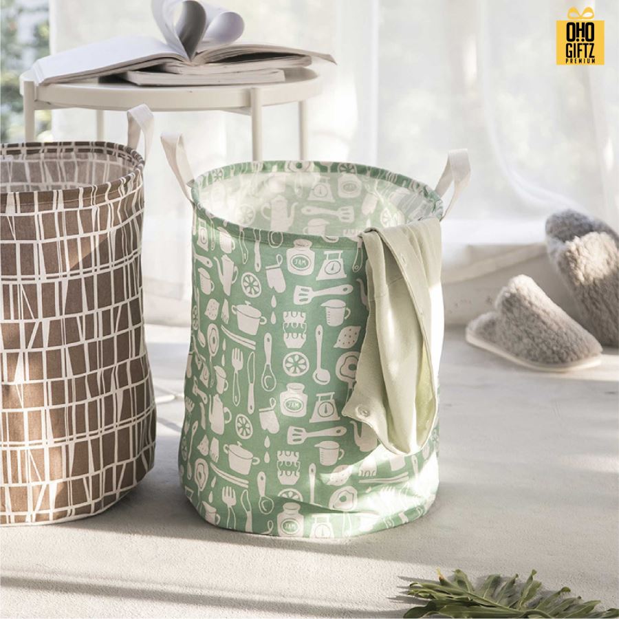 ตะกร้าใส่เสื้อผ้าลายน่ารัก สกรีนโลโก้ ทำเป็นของพรีเมี่ยมได้