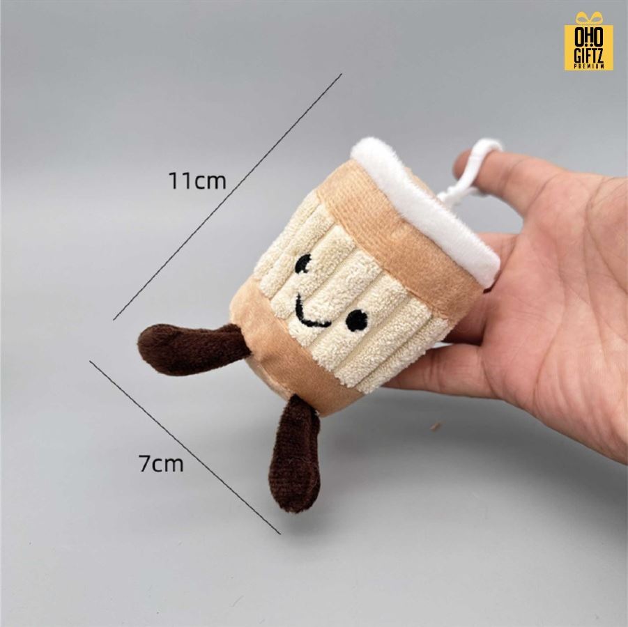 พวงกุญแจตุ๊กตาชานม สกรีนโลโก้ ทำเป็นของพรีเมี่ยม ของชำร่วยได้