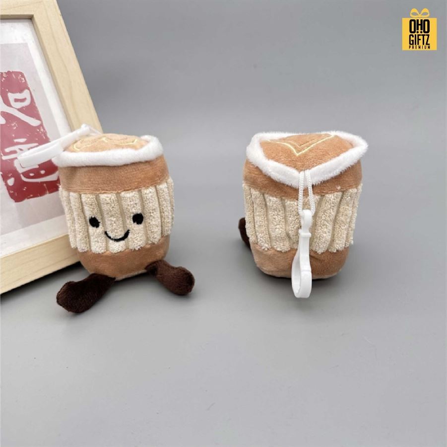 พวงกุญแจตุ๊กตาชานม สกรีนโลโก้ ทำเป็นของพรีเมี่ยม ของชำร่วยได้