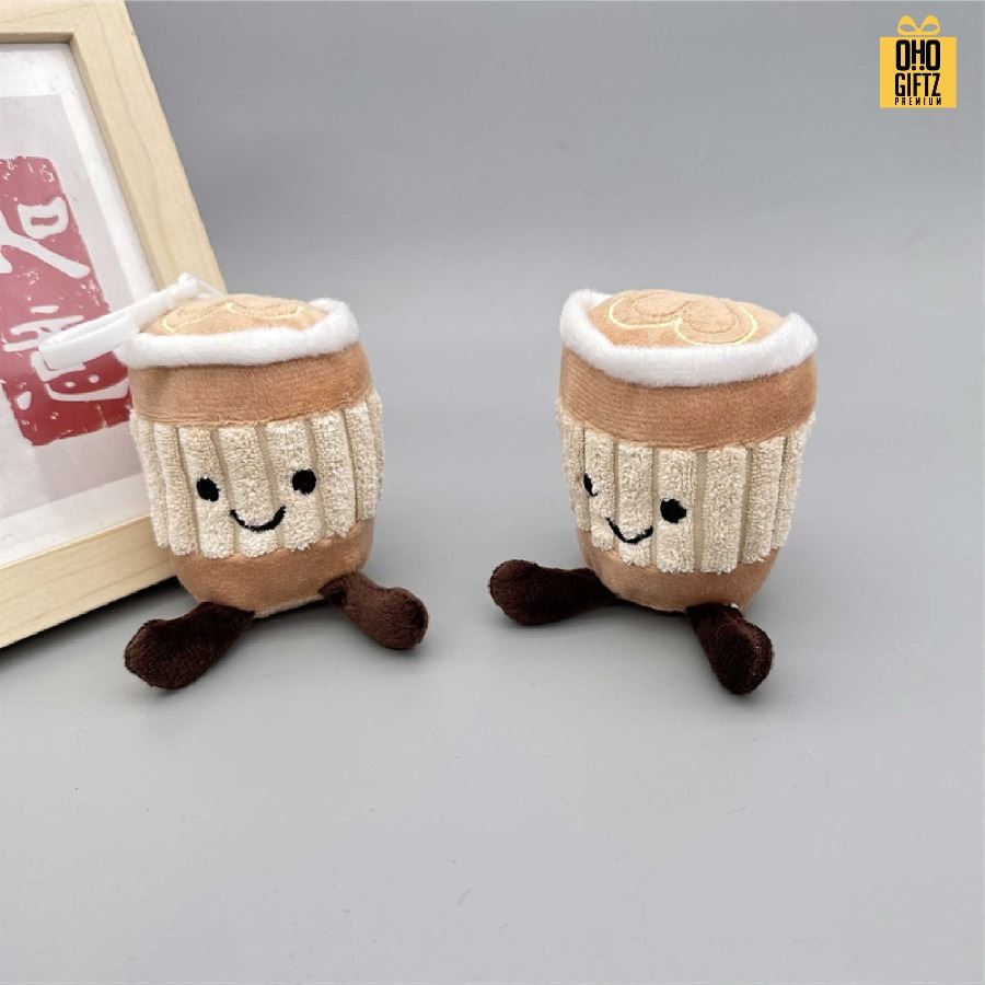 พวงกุญแจตุ๊กตาชานม สกรีนโลโก้ ทำเป็นของพรีเมี่ยม ของชำร่วยได้