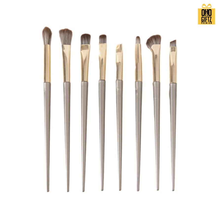 ชุดแปรงแต่งหน้า 8 ชิ้น พร้อมกระเป๋าหนัง PU สกรีนโลโก้ สกรีนชื่อร้าน ทำเป็นของพรีเมี่ยมได้