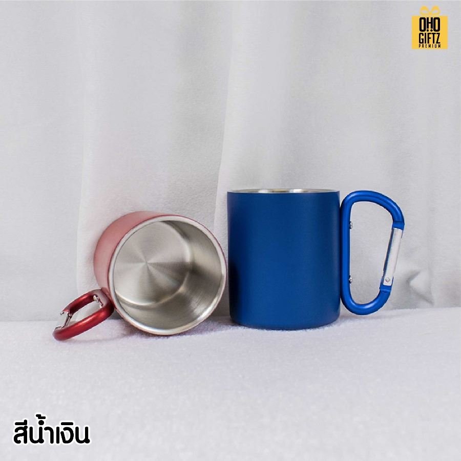 ถ้วยกาแฟสแตนเลส แคมป์ปิ้ง สกรีนโลโก้ ทำเป็นของพรีเมี่ยมได้