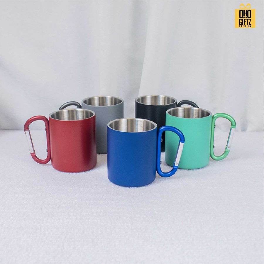 ถ้วยกาแฟสแตนเลส แคมป์ปิ้ง สกรีนโลโก้ ทำเป็นของพรีเมี่ยมได้