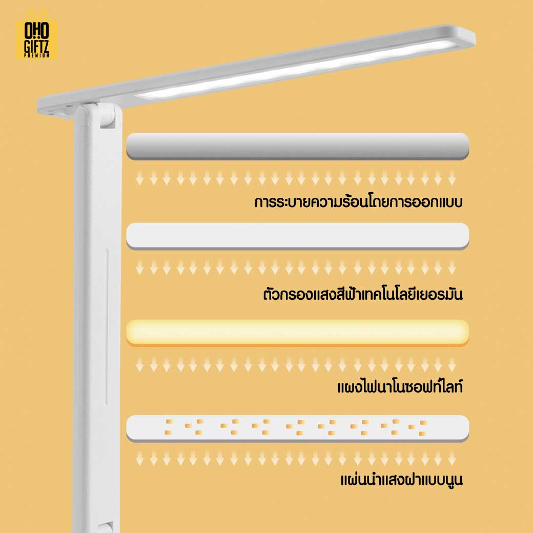โคมไฟตั้งโต๊ะ LED ชาร์จ USB วางมือถือได้ สกรีนโลโก้ ทำเป็นของพรีเมี่ยม ของที่ระลึกได้