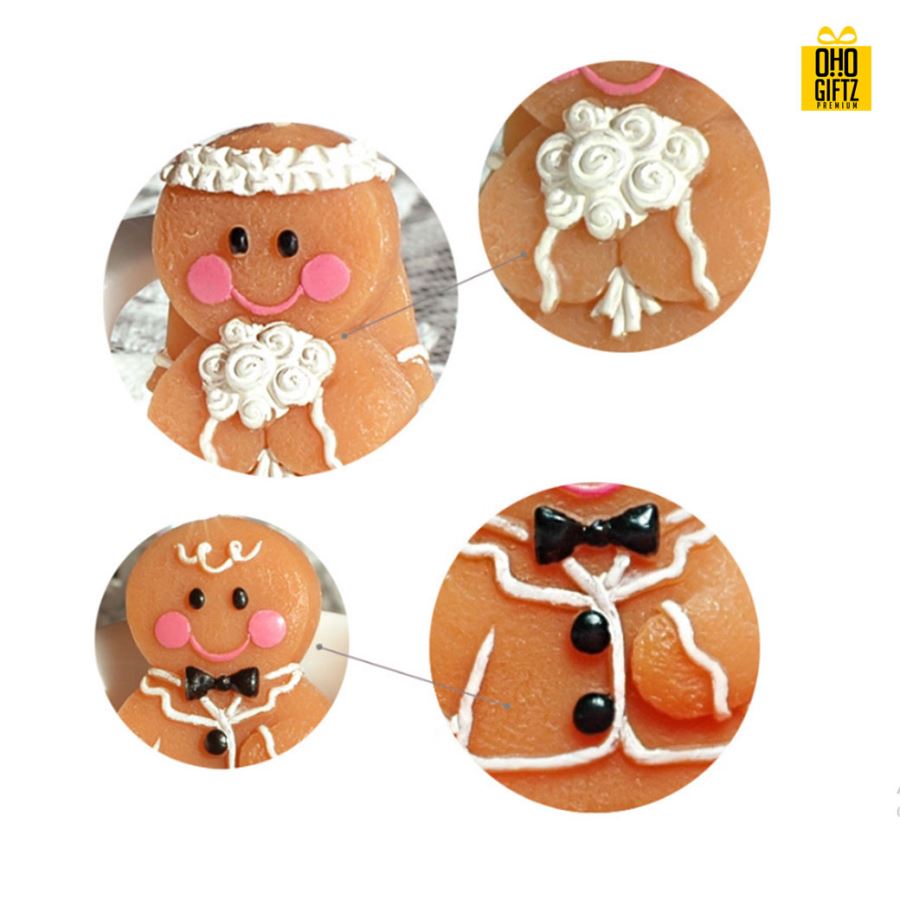 เทียนมนุษย์ขนมปังขิง พิมพ์สติกเกอร์ชื่อฟรี ทำเป็นของพรีเมี่ยม ของชำร่วยงานเเต่งงานได้