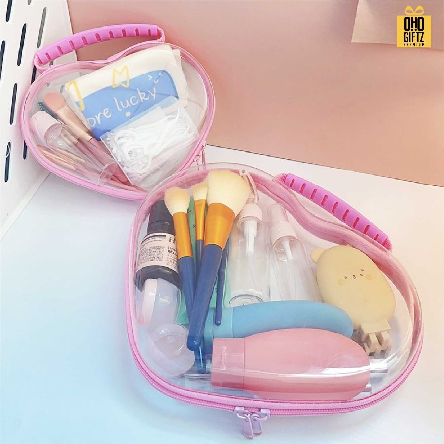 กระเป๋าพลาสติกทรงหัวใจ ซิปชมพู สกรีนชื่อ สกรีนโลโก้ ทำเป็นของพรีเมี่ยมได้