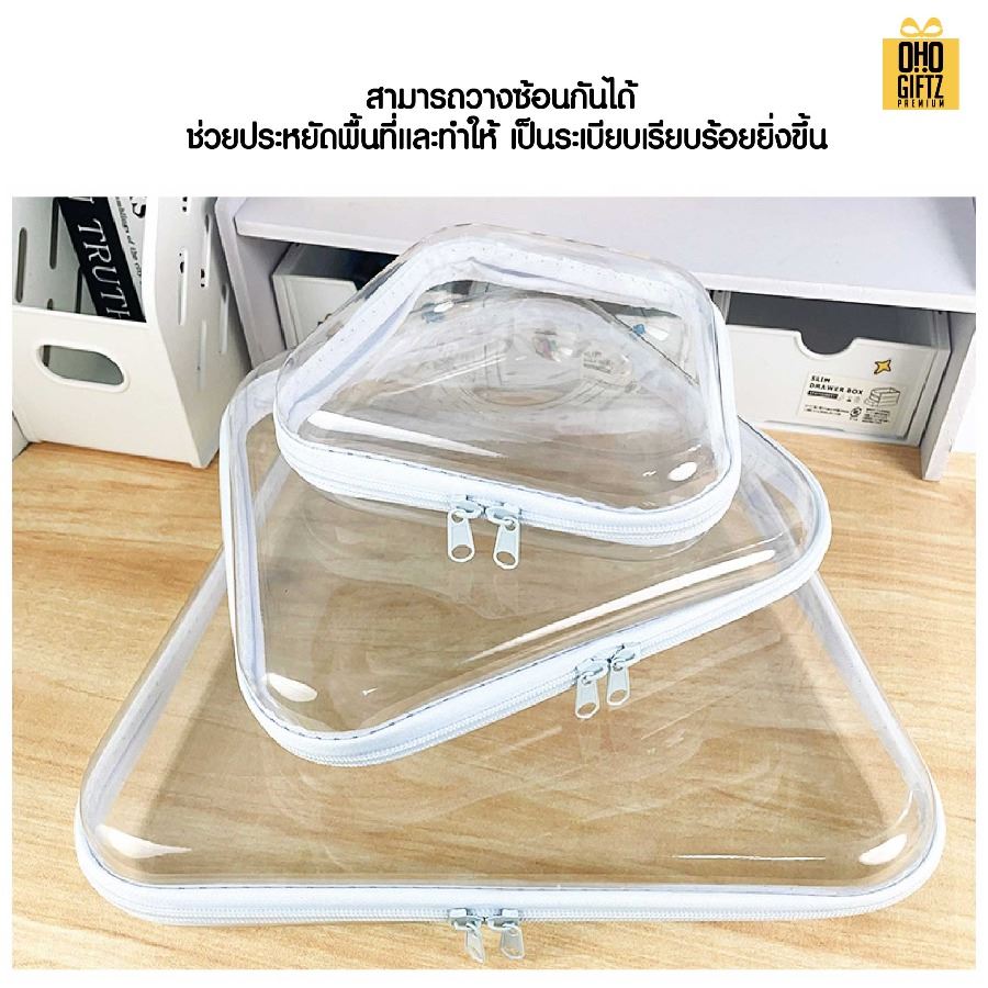 กระเป๋าพลาสติกสี่เหลี่ยมคางหมู สกรีนชื่อ สกรีนโลโก้ ทำเป็นของพรีเมี่ยมได้