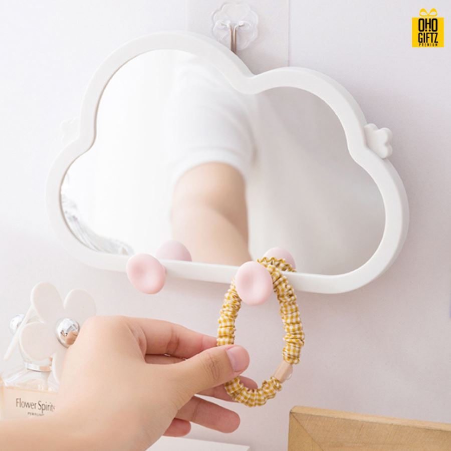 กระจกก้อนเมฆมีที่แขวน สกรีนชื่อ สกรีนโลโก้  ทำเป็นของพรีเมี่ยมได้