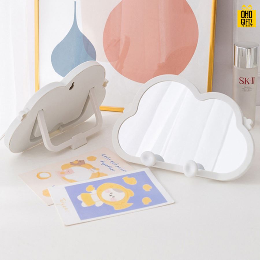 กระจกก้อนเมฆมีที่แขวน สกรีนชื่อ สกรีนโลโก้  ทำเป็นของพรีเมี่ยมได้