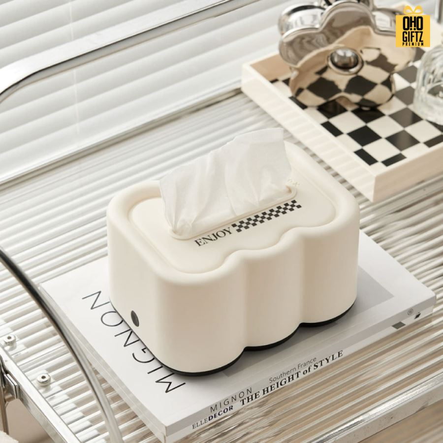 กล่องทิชชู่น่ารัก สกรีนโลโก้ ทำเป็นของพรีเมี่ยมได้