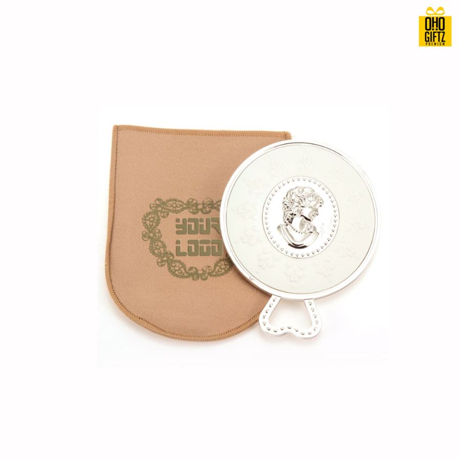 กระจกขนาดพกพา สกรีนชื่อ สกรีนโลโก้  ทำเป็นของพรีเมี่ยมได้