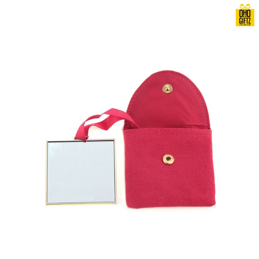 กระจกขนาดพกพา สกรีนชื่อ สกรีนโลโก้  ทำเป็นของพรีเมี่ยมได้