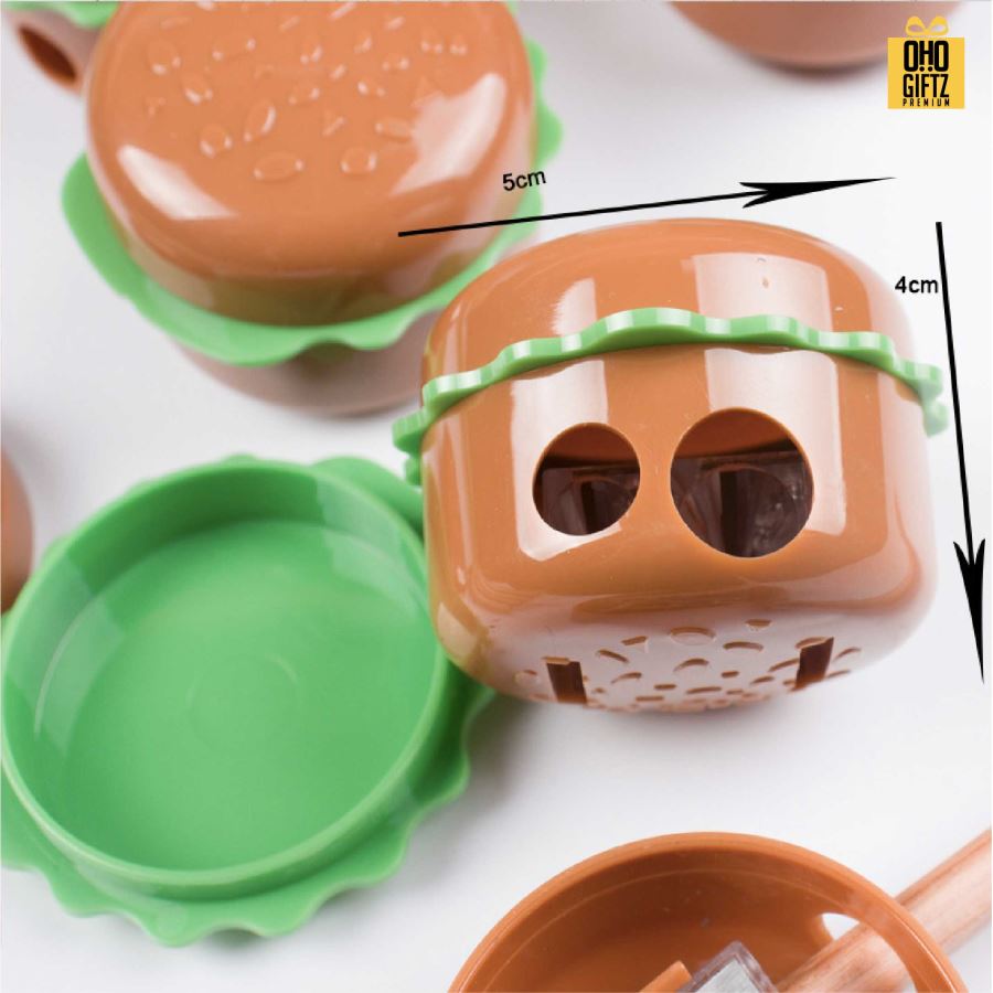 กบเหลาดินสอแฮมเบอร์เกอร์ ช่องเหลาคู่ สกรีนโลโก้ ทำเป็นของพรีเมี่ยมได้