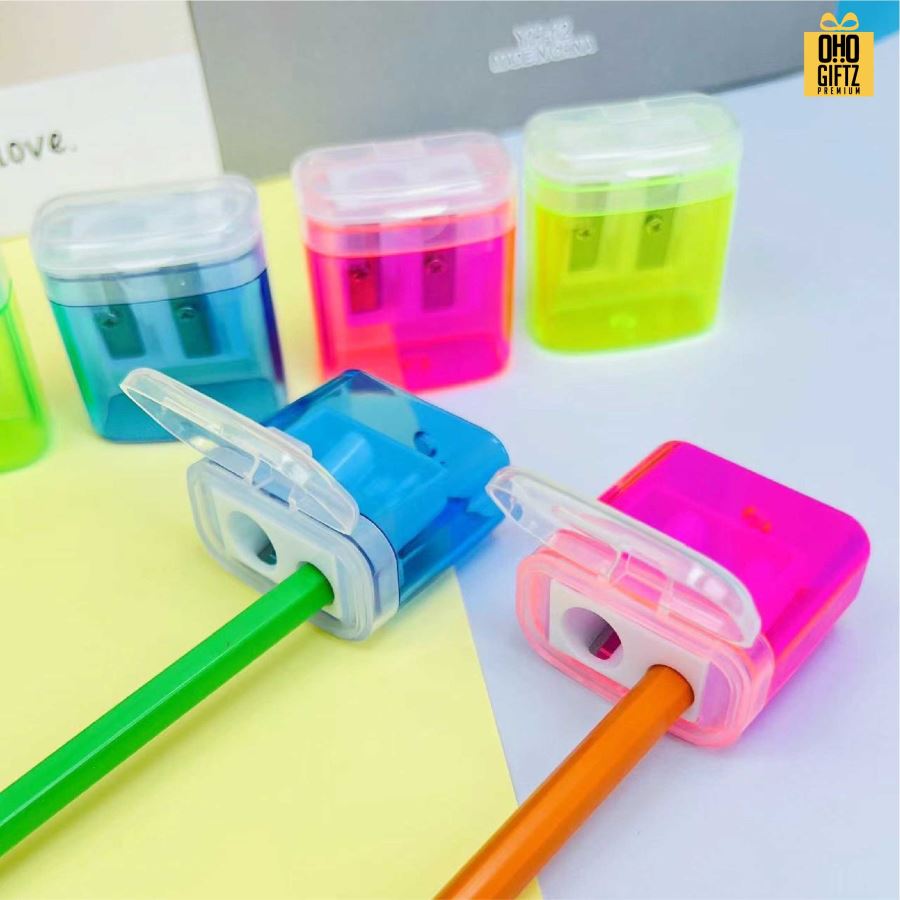 กบเหลาดินสอแบบ 2 ช่องเหลา สกรีนโลโก้ ทำเป็นของพรีเมี่ยมได้