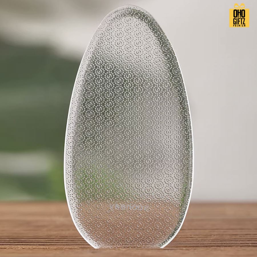 กระจกแก้วนาโนขัดเท้าด้าน สกรีนชื่อร้าน ทำเป็นของพรีเมี่ยมได้