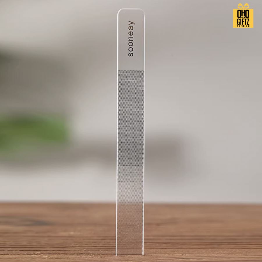 กระจกแก้วนาโนขัดเท้าด้าน สกรีนชื่อร้าน ทำเป็นของพรีเมี่ยมได้