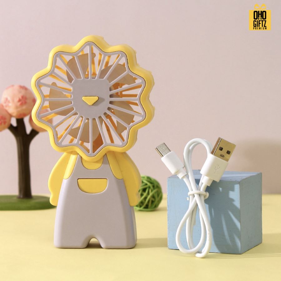 พัดลมหัวสิงโตชาร์จ USB สกรีนโลโก้ ทำเป็นของพรีเมี่ยม